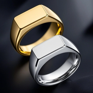 Bague Chevalière Minimaliste en Acier Inoxydable Titane pour Femmes Hommes Géométrique Coeur Losange Carré Poli Bague Unisexe Bijoux de Mode