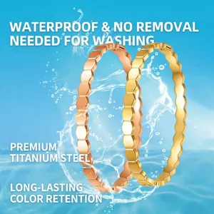 Waterproof titanium steel wave edge bracelets in gold and rose gold finishes