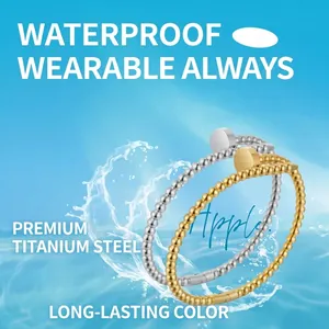 Premium titanium steel beaded cuff rings in gold and silver with waterproof finish