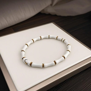 Fashion Stainless Steel Bamboo Joint Bangle For Women Gold Plated Enamel Bamboo Style Cuff Bracelet New Chinese Jewelry