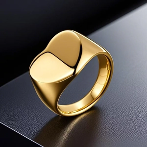 Unisex Stainless Steel Heart Square Round Signet Rings Minimalist Geometric Casting Finger Ring Fashion Jewelry Gift