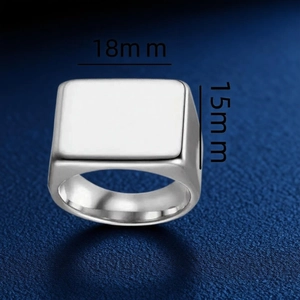 Titanium Steel Polished Signet Ring For Men Women Geometric Square Round Heart Shape Smooth Surface Casting Finger Ring Jewelry