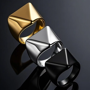 Minimalistischer Titanstahl Geometrischer Siegelring Für Damen Und Herren Polierter Glatter Quadratischer Herzbogen Ring Schmuck