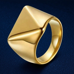 Stainless Steel Signet Ring For Men Women Minimalist Fashion Geometric Square Heart Round Smooth Surface Finger Ring Jewelry Gift