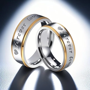 Couple Rings Stainless Steel Forever Love Heart Engraved Bands For Lovers Titanium Steel Non-fading Minimalist Jewelry