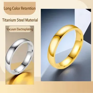 Anelli minimalisti in acciaio al titanio color oro e argento con placcatura duratura