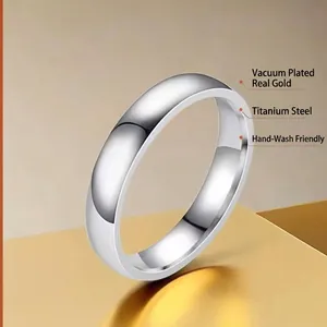 Anello moderno in acciaio al titanio con placcatura oro sottovuoto e finitura argento
