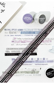 Λεπτομέρεια macro από washi tape σε ρετρό στυλ με vintage φιλμ και κολάζ κειμένων