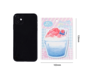 Size comparison of strawberry dessert theme sticky notes with dimensions 130mm x 103mm