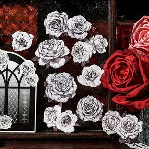 Vintage rose botanical stickers for scrapbooking and elegant DIY gift decoration