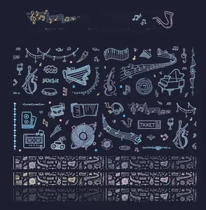 Detail of PET music tape with gold foil piano and vinyl motifs for DIY scrapbooking