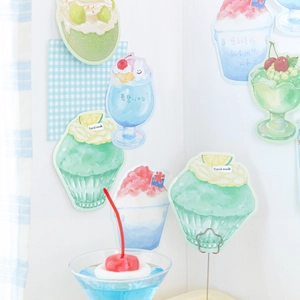 Japanese style summer dessert memo pads with ice cream and soda illustrations for journaling