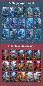 Detail van Fantasy Territory scrapbooking papier met 30 vellen vintage paddenstoelen