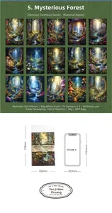 Details van 30 vellen fantasy bos plakboekpapier gemaakt van 90g wit kraftpapier