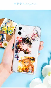 Λεπτομέρεια διάφανης θήκης με εκτυπώσεις anime και γωνίες προστασίας από πτώση