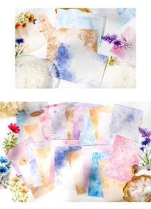 Detailed view of floral PET stickers with watercolor cosmos and hydrangea designs