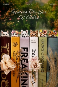 Detailed close-up of decorative PET animal bookmarks tucked between colorful book spines