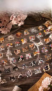 Transparent PET washi tape with cute cat and dog illustrations for scrapbooking