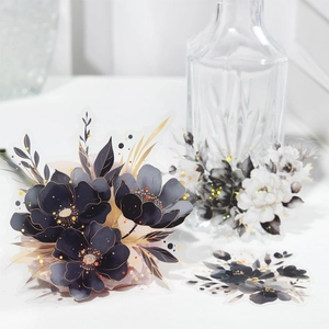 Autocollants PET floraux dorés sur bouteille en verre pour scrapbooking créatif