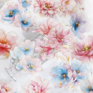 Autocollants PET floraux avec dorure et motifs d'aquarelle pour la décoration