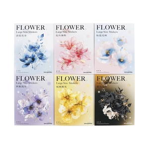 Set de 6 autocollants PET floraux avec dorure pour décoration de scrapbooking créatif