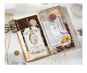 Macro view of vintage stationery kit with lace paper and antique cards for journaling