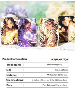 Dettaglio delle carte dei personaggi anime in PP e carta bianca con formato 85x54mm
