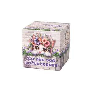 Cute Cat and Dog Corner PET tape series in purple floral gift box packaging