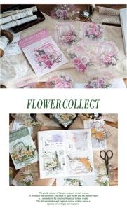 Detail of vintage PET floral stickers with roses and butterflies for DIY scrapbooking