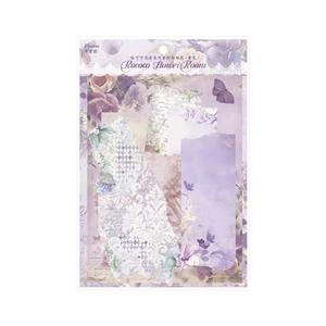 Set di adesivi PET vintage Rococo Flower Room con pizzo viola e motivi floreali decorativi