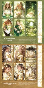 Dettagli di adesivi elfo della foresta con accenti in oro per scrapbooking
