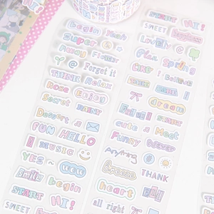 Set de stickers alphabet pastel et ruban washi pour décoration créative de journal