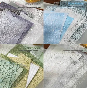 Detail of 16 sheets decorative mesh paper 12x18cm in four colors for scrapbooking