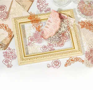 Detailed laser-cut floral stickers for vintage journaling and DIY scrapbook decorating