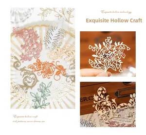 Detailed hollow mesh paper cutouts for scrapbooking with floral and feather designs