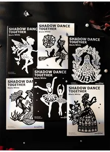 Detail of Shadow Dance series hollow out silhouette stickers with laser pearlescent texture