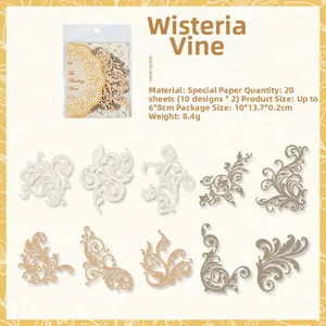 Detailed view of hollowed-out vintage lace paper stickers for DIY journaling decoration