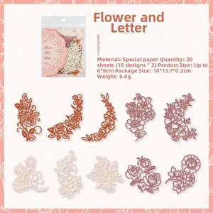Detail of 20pcs hollow flower specialty paper stickers with intricate floral designs