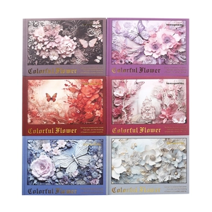 Set de 6 diarios florales con relieve 3D, motivos de mariposas y castillos mágicos