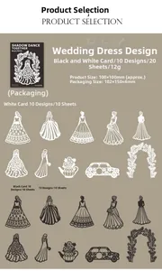 Detail display of 20pcs wedding silhouette scrapbooking cards in black and white designs