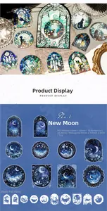Detailed PET stickers with holographic foil effects from the Space Garden series