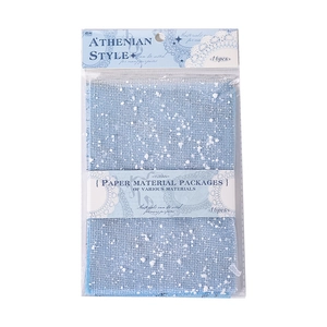 Athenian style blue hollow mesh paper pack with white splash texture for journaling