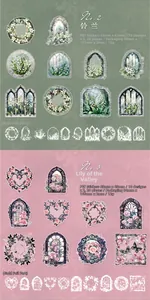 Lace Garden PET floral stickers with lily of the valley and rose patterns for DIY crafts