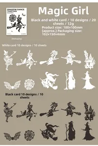 Macro view of silhouette paper cutout cards featuring Halloween witch and bat designs