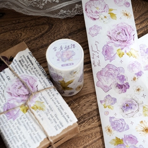 Vintage Watercolor Floral Washi Tape Realistic Rose Daisy Decorative Masking Tape For Journaling Scrapbooking DIY Crafts