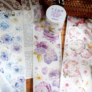 Spring Couture floral washi tape with vintage rose and peony patterns for DIY journals