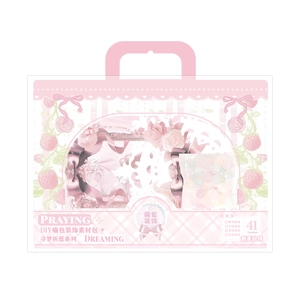 Kit déco DIY pour sac ita rose avec cadres fleuris et perles de la série Rêve