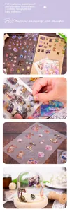Detailed view of vintage PVC stickers featuring a camera and phone with waterproof texture