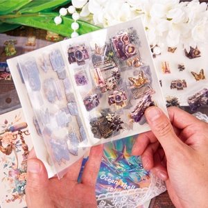 Vintage PET stickers featuring cameras and butterflies for retro journaling and DIY scrapbooking