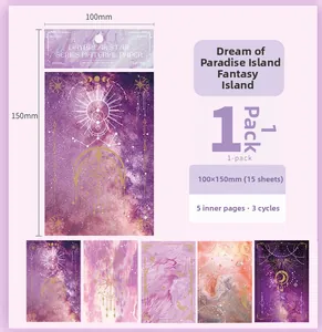 Détails macro du papier scrapbooking ciel étoilé onirique de taille 100x150mm